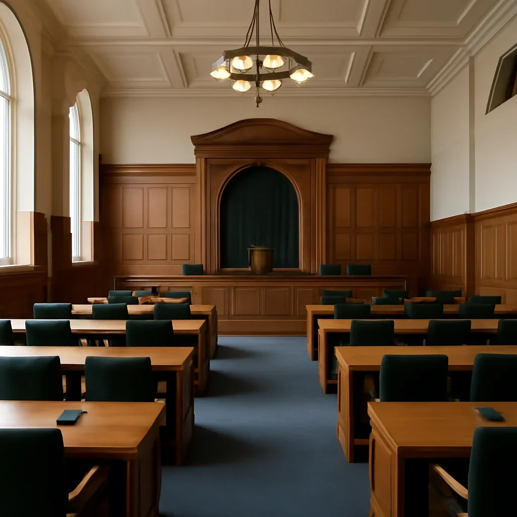 Town hall chamber prepared for a devolution meeting