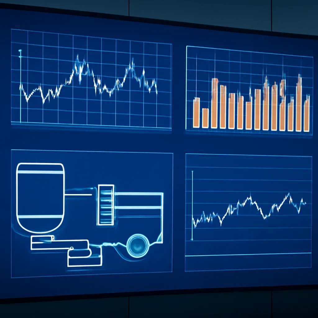 Control room screen showing wastewater flow data, image