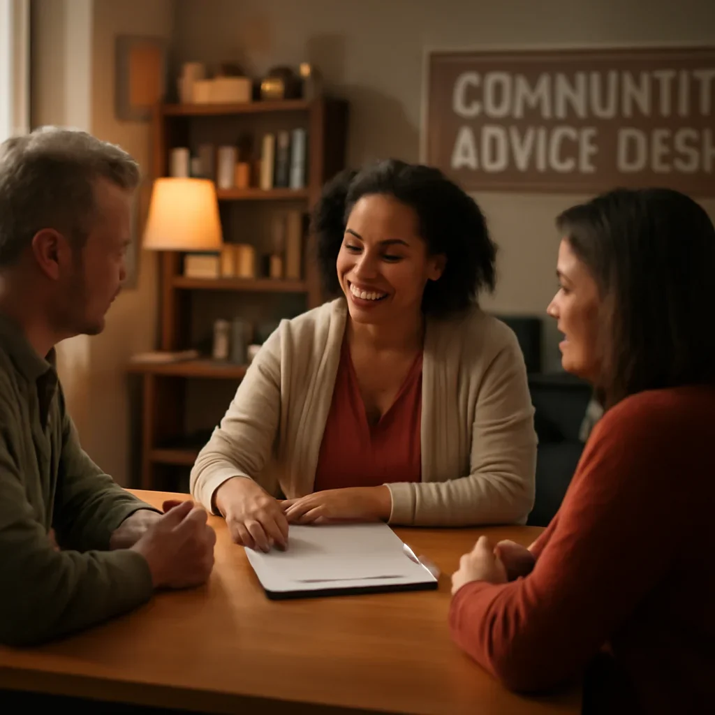Community advice desk helping residents with housing and bill questions