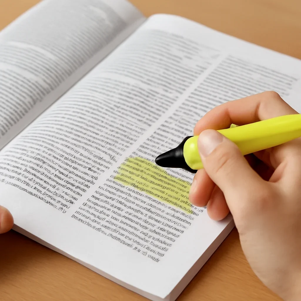 Reader highlighting a page on civil liberties and democratic reform in a printed magazine, close realistic photo