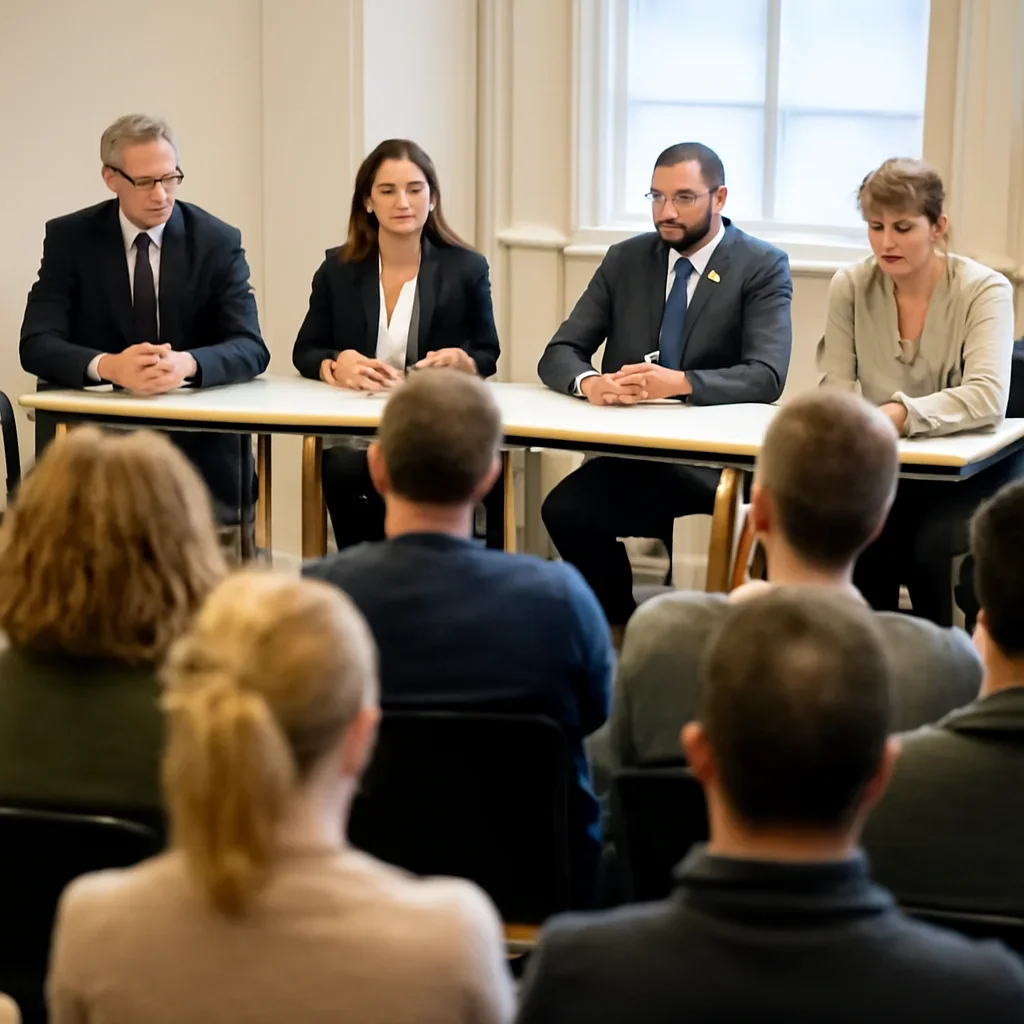 Councillors and residents in a public consultation meeting